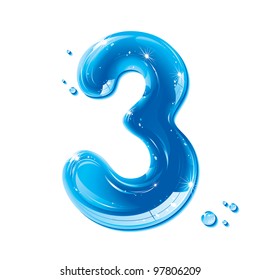 Water Numbers - Number Three Liquid Number Gel Series On White Background - Raster Version