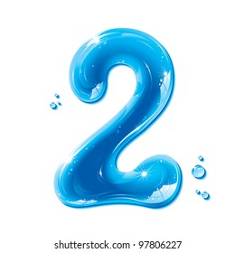 Water Numbers - Number Two Liquid Number Gel Series On White Background - Raster Version