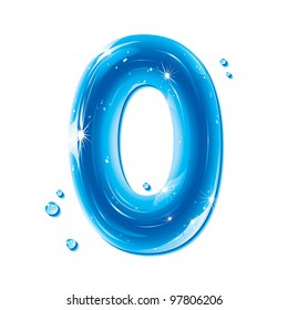 Water Numbers - Number Zero Liquid Number Gel Series On White Background - Raster Version