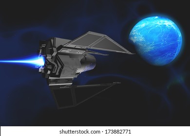 Water Planet - A Small Spacecraft From Earth Reaches A Water Planet After Many Lightyears.