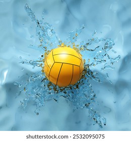 Water polo with splash on blue water background. 3d-rendering - Powered by Shutterstock