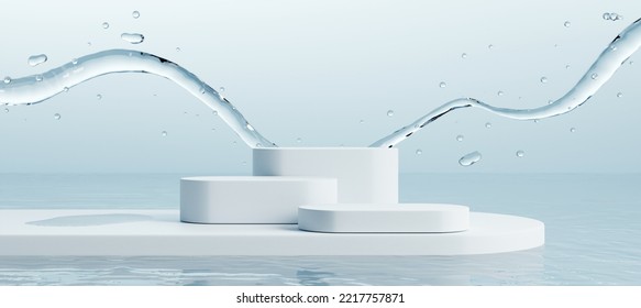 Water product display podium  3D rendering