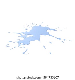 Water Spill On White. 3D Illustration