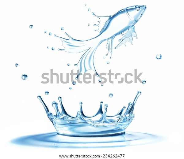 水は跳び魚の形で跳ねる のイラスト素材