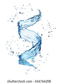 Water Splash In The Form Of Spiral Blue Color. 3D Illustration