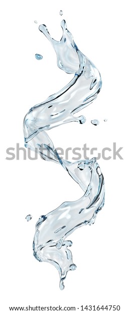 白い背景に水がはねる 3dイラスト のイラスト素材