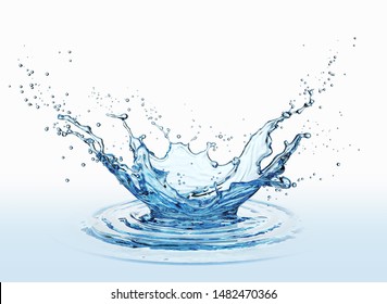 Water Splash Isolated On White Background 3d Rendering.