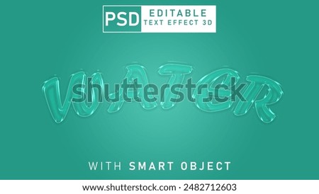 Water text effect text effect editable text effect with 3D water texture. psd mock up with smart object