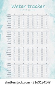 Water Tracker Bullet Journal Printable A4 Stock Illustration 2163124149 ...