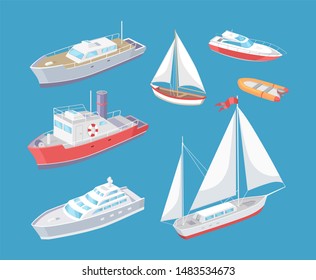 Water Transport Traveling Vessel Raster Set Stock Illustration 1483534673