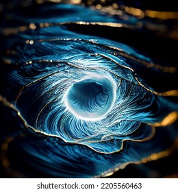 Water Whirlwind, Watter Circle Forming A Portal. Water Splash With Beautiful Blue Light. Photo Realistic, Concept Art, Cinematic Light, Background, Wallpaper, Illustration