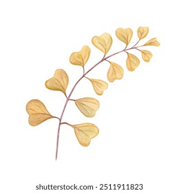 Watercolor abstract autumn branch. Yellow heart shaped leaves for bouquet decoration. Hand drawn illustration for wallpaper, print, banner design, postcards, template - Powered by Shutterstock