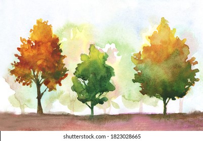 Trees Landscape Watercolor Images, Stock Photos & Vectors | Shutterstock
