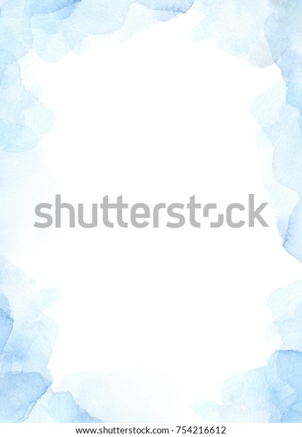 Watercolor Abstract Background Blue Splashes Winter Stock