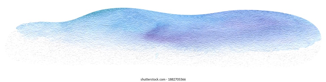 Watercolor Abstract Background. Shapeless Gradient Blue Stain With Grained Texture On White Background. Hand Drawn Winter Illustration Of Isolated Single Snowbank. Frozen Print