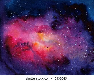 Watercolor abstract background of universe bodies