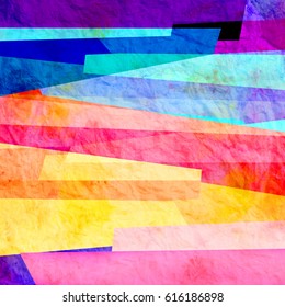 Watercolor abstract colorful background with geometry elements. Background for design template.