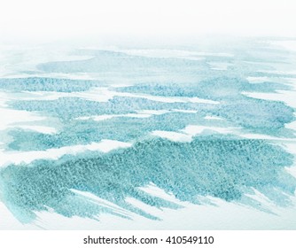 Watercolor Abstract Illustration Of Ocean Waves