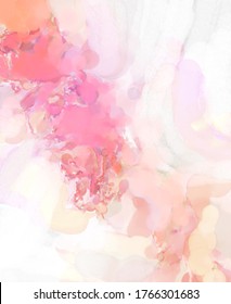 Watercolor abstract painting with pastel colors. Soft color painted illustration of calming composition for poster, wall art, banner, card, book cover or packaging. Modern brush strokes painting. - Shutterstock ID 1766301683