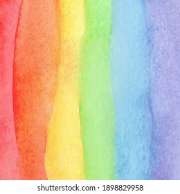 Watercolor abstract rainbow background in colorful and bright colors. Watercolour Lgbt pride kids background