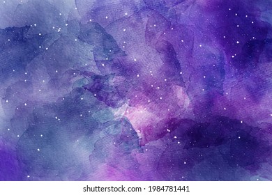 Watercolor Abstract Space Starry Sky Background