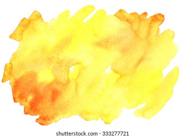 Watercolor Abstract Yellow Orange Splash Background Stock Illustration 