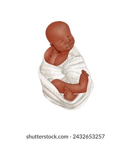 Watercolor african american baby clipart illustration. Maternity watercolor collection. Newborn clipart. Childhood high quality hand painted illustration.  - Powered by Shutterstock