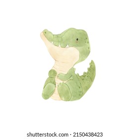 Watercolor alligator illustration for kids