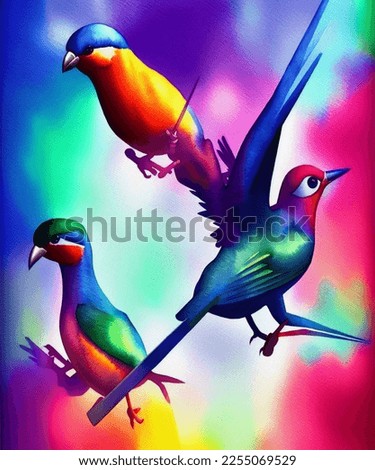watercolor of amazonian birds rich in color