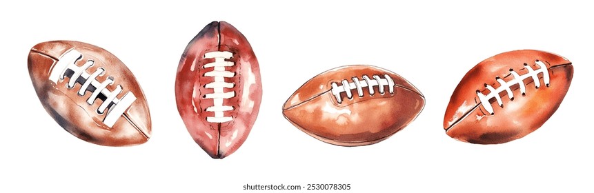 Watercolor American football. Illustration clipart isolated on white background. - Powered by Shutterstock