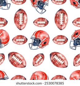 Watercolor American football seamless pattern, watercolor illustration, background. - Powered by Shutterstock