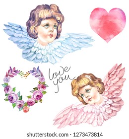 Watercolor.two Angels With Heart