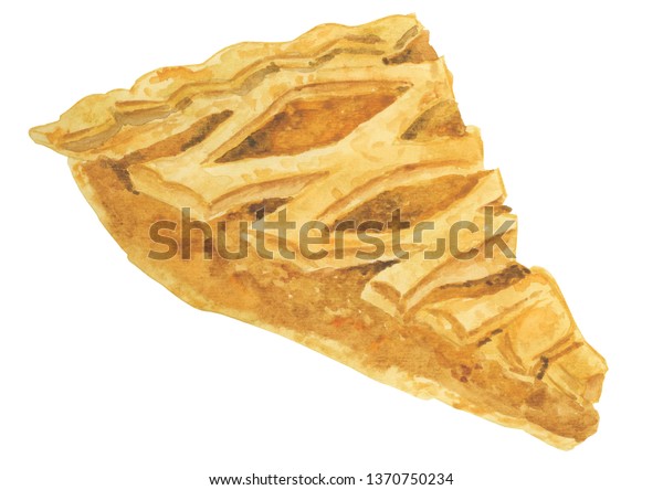 Watercolor Apple Pie Illustration Stock Illustration 1370750234