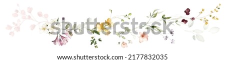 Similar – Image, Stock Photo A bunch of wildflowers in your hand. A bouquet woven from red poppies, blue cornflowers and daisies in full against the sky