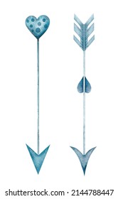 Watercolor Arrow Hand-drawn On A White Background For Decorating Holidays, Patterns, Children's Products