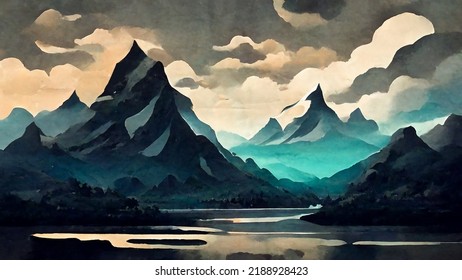 Watercolor Art Of Viking Fjord