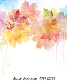 Watercolor Autumn Background.