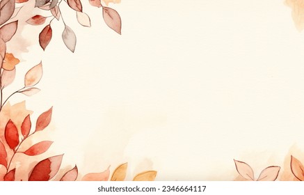 watercolor autumn background, texture, pattern. orange, yellow, red leaves. for design Ilustrasi Stok