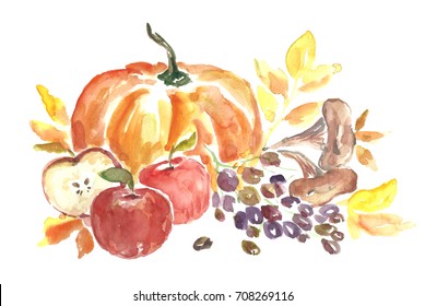 Watercolor Autumn Harvest.