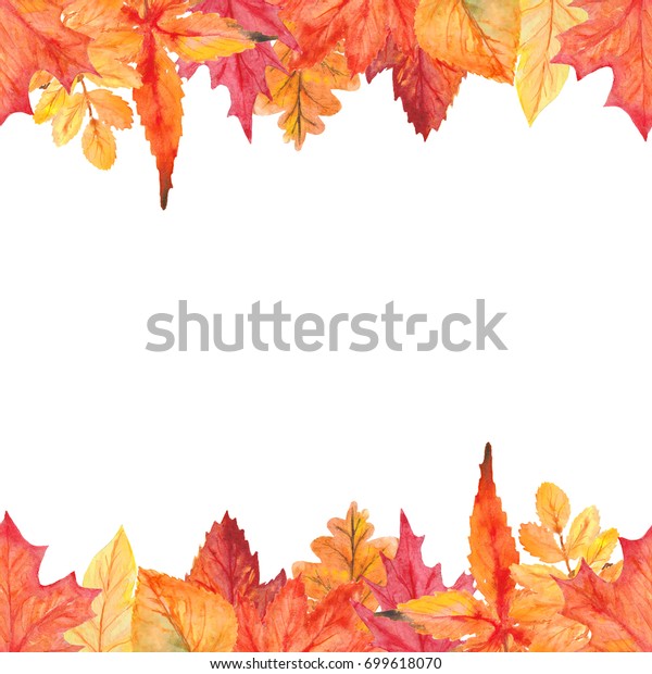 Watercolor Autumn Leaves Seamless Border Twoway Stock Illustration ...