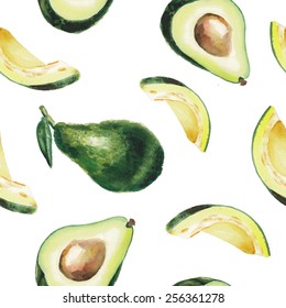 Watercolor Avocado Pattern