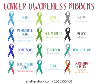 Watercolor Awareness Ribbons Different Color Set Stock Illustration 