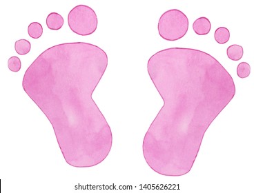 Watercolor Baby Footprints Illustration, Baby Footprints Clipart