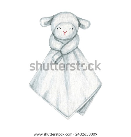 Watercolor baby towel clipart illustration. Maternity watercolor collection. Baby care clipart. Motherhood high quality hand painted illustration.