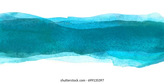  Watercolor Backdrop Spots Stripe Detail For Design. The Color Of The Sea Wave. Blue