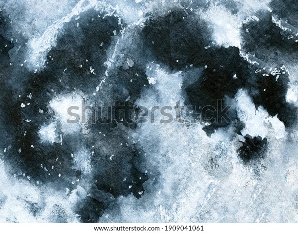 Watercolor background of abstract moon surface.\
Black, white and grey shades. Beautiful backdrop for creative\
design, modern poster, print, banner, web site. Hand painter water\
color sketchy\
drawing.