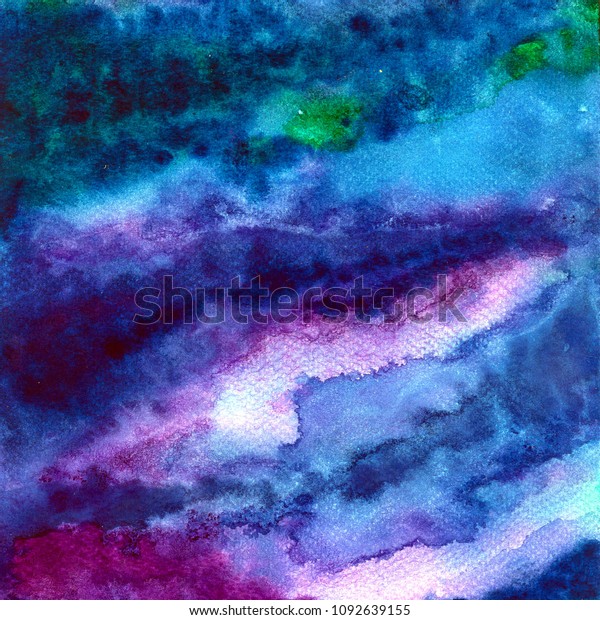 Watercolor Background Created By Hand Blue Stock Illustration