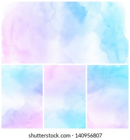 Watercolor Background. Set Of Colorful Abstract Water Color Art Hand Paint