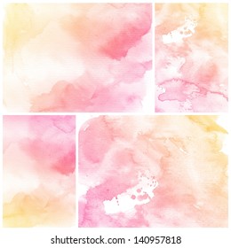 Watercolor Background. Set Of Colorful Abstract Water Color Art Hand Paint