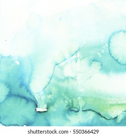 Watercolor background  turquoise mint  ombre  hand painted.